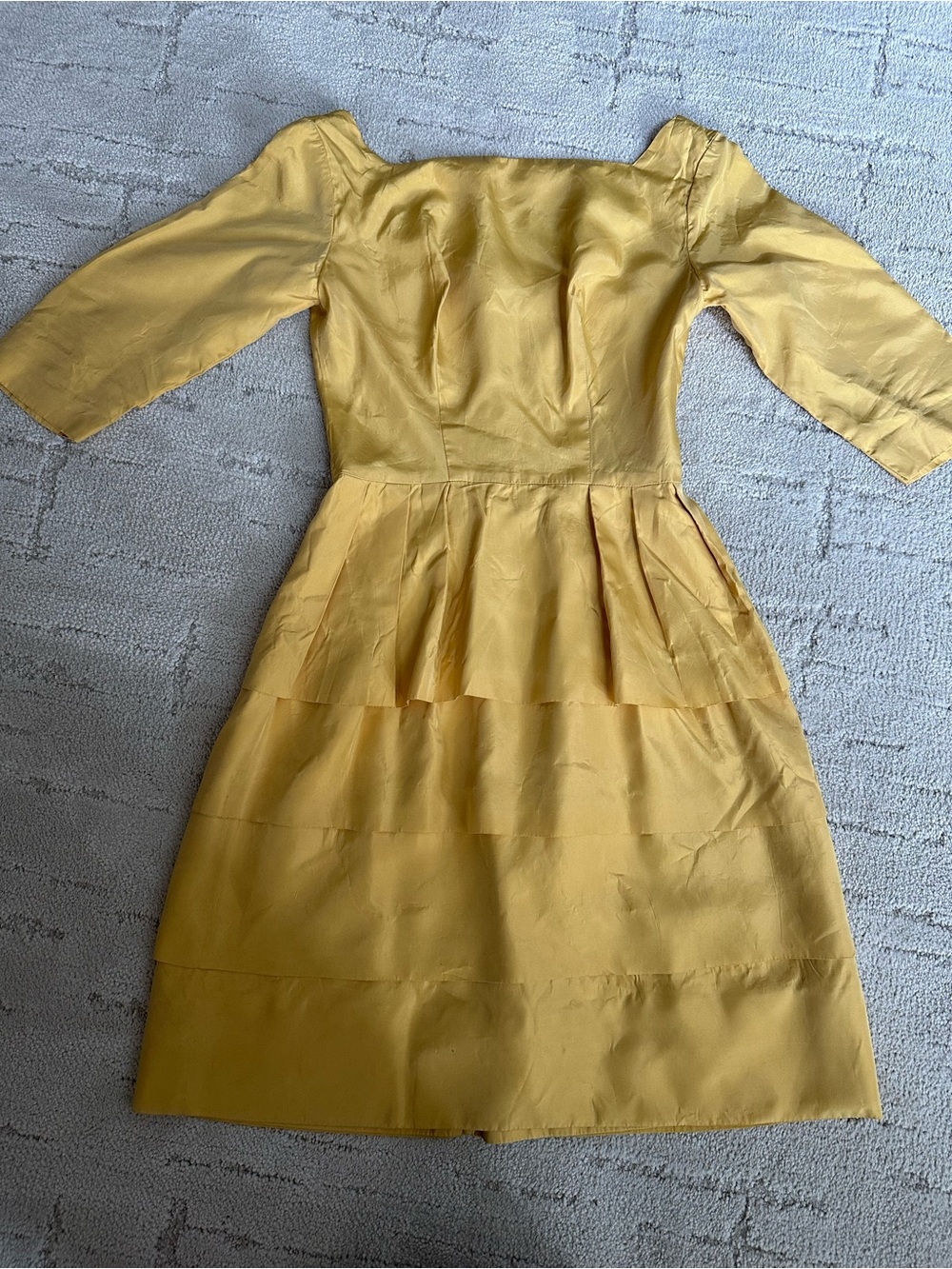 Vintage 2 piece Women's Gold Tiered Fit-and-Flare Dress